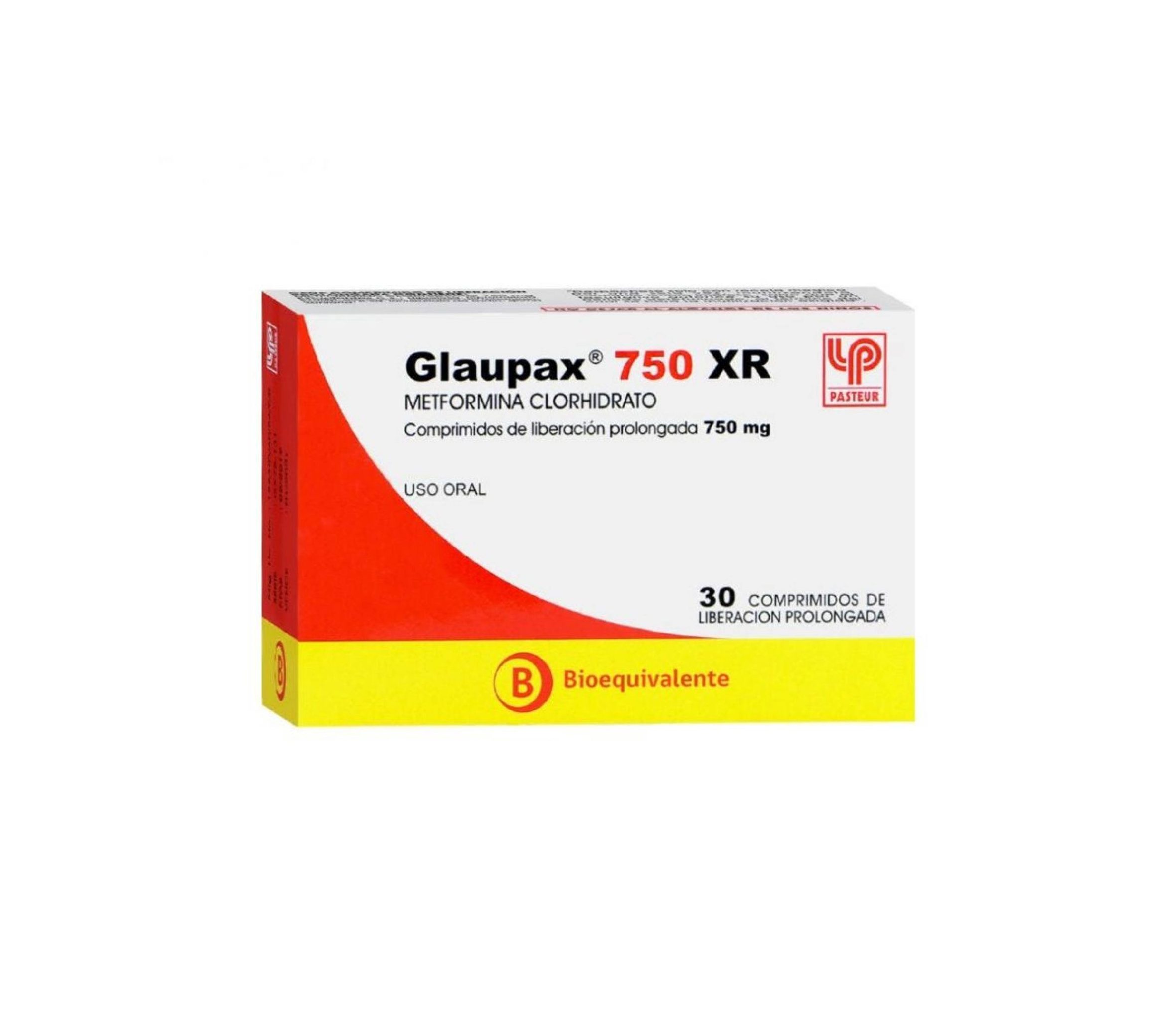 Glaupax Xr Metformina 750 Mg 30 Comprimidos De Liberación Prolongada