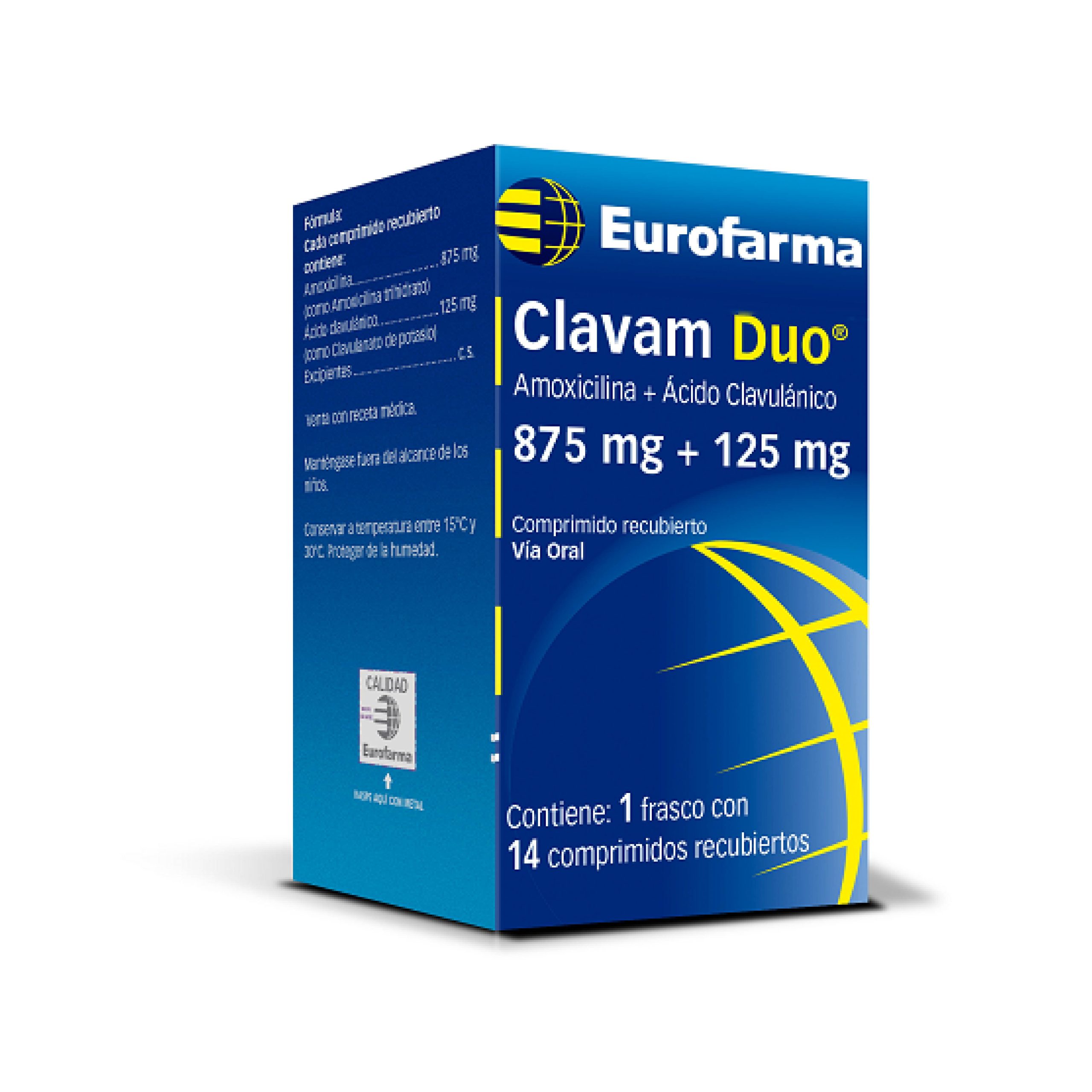 Clavam Duo Amoxicilina 875 mg 14 Comprimidos Recubierto - EUROFARMA